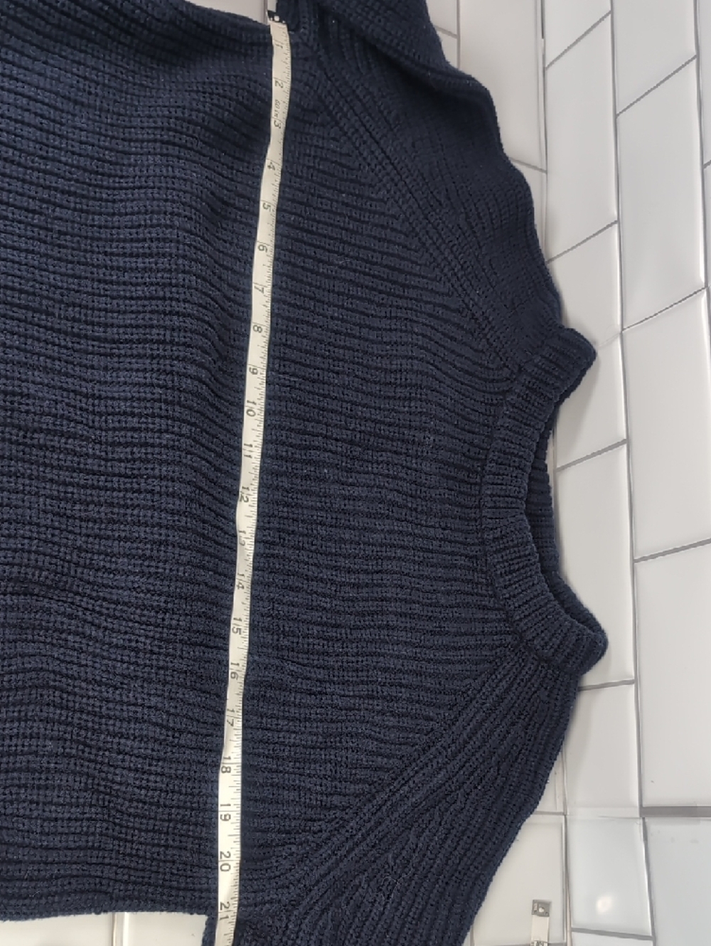 Quince Woman's Navy Ribbed Pullover Sweater 100% Cotton - Picture 7 of 10